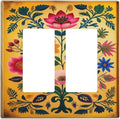 Decorative Art Light Switch Covers BlackCat&Flowers 2 Gang Dual Rocker Outlet Switch plate Faceplate GFCI for Home Decor