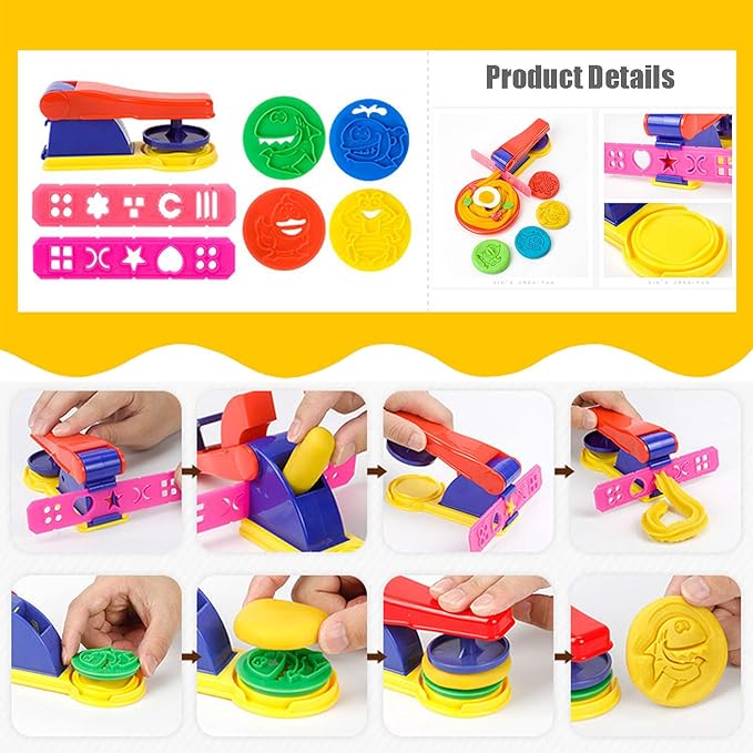 32-Piece Dough Tool Set for Kids – Dough Play Tools with Molds, Rollers, Extruder, Cutters & Scissors –Clay Tools for Creative Play (Random Colors)