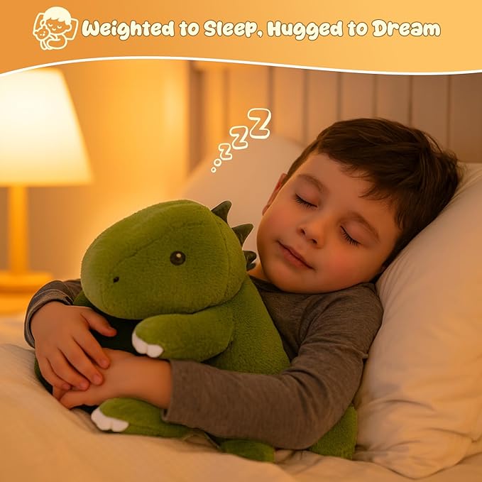 SQEQE Weighted Stuffed Animals Dinosaur Plush, Weighted Stuffed Animals Dino Plushies for Cozy Comfort, Soft T-Rex Pillow Toy for Kids Adults, Valentines & Birthday Gifts 13.8 Inch, 1.7 Lbs