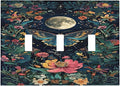 Decorative Light Switch Cover Plate Bohemian Moon Butterfly Floral 3 Gang Wall Plate Triple Toggle Switch Plate Covers Electrical Outlet Cover for Bedroom Cabin Decor