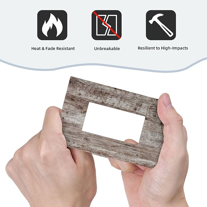 Light Switch Cover Plate Rustic Wood Grey Brown Vintage Wooden Plank 1 Gang Outlet Covers Single Rocker Decorative Switch plates Electrical Wall Plates GFCI Receptacle for Farmhouse Home Decor