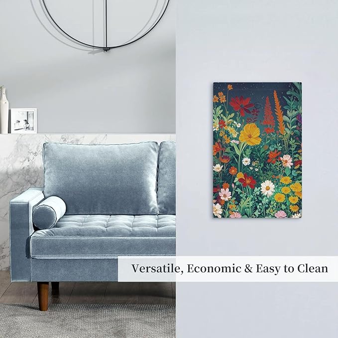 Decorative Blank Wall Plate with Wildflowers & Stars Botanical Floral Art Design Single Gang No Device Outlet Covers 1 Gang Light Switch Covers for Garden Theme Wall Decor