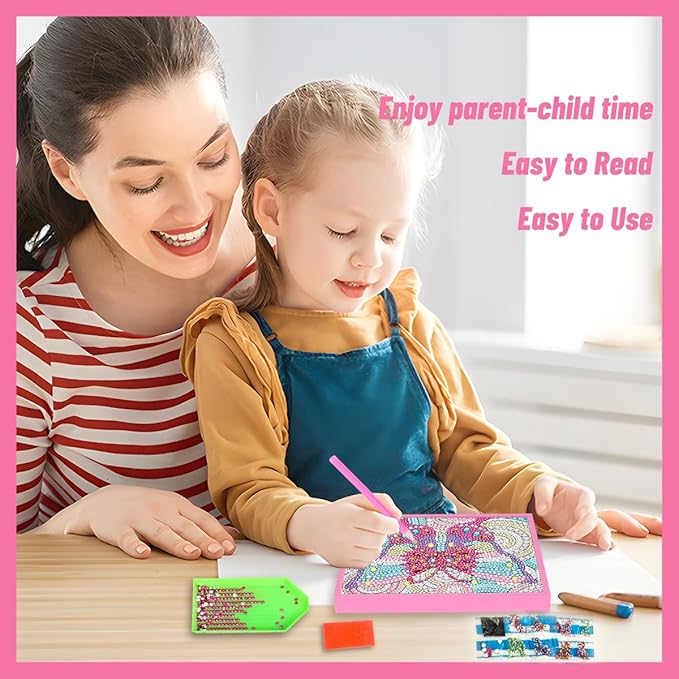 ZUYUSUT Diamond Art Painting Kits for Girls Ages 5-12 Kids Art and Crafts Gem by Number Kits with Wooden Frame for Children Birthday