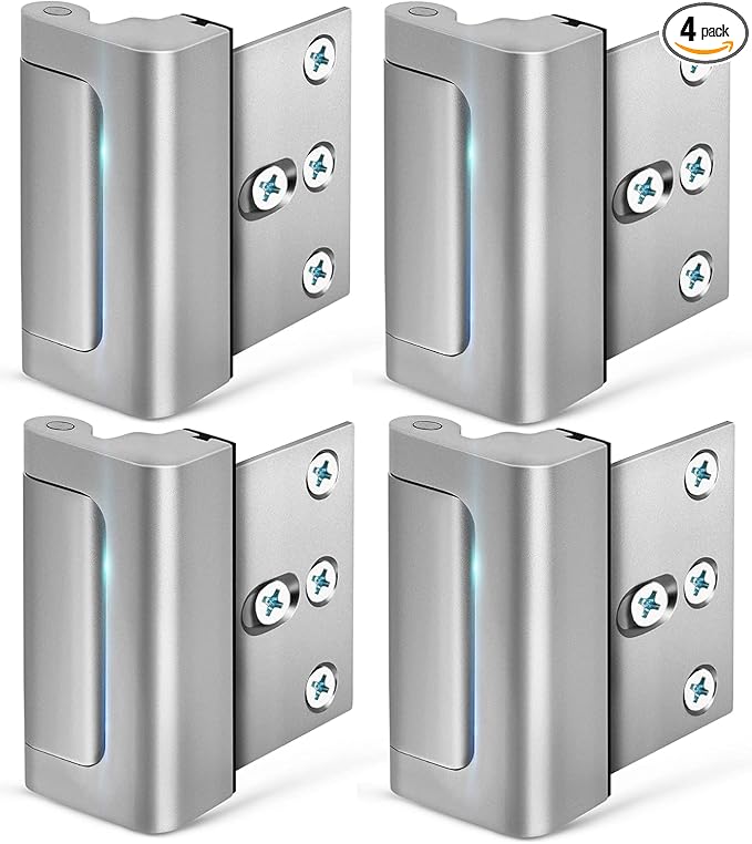 4 Pack Home Security Door Reinforcement Lock Child Proof High Security Door Lock Front Door Locks for Kids Safety Withstand 800lbs Door Latch Lock Christmas Gifts Stocking Stuffers for Men Women