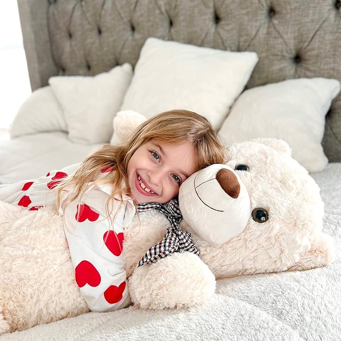 MaoGoLan Giant Teddy Bear Big 4 Feet Stuffed Animal Stuffed Bear Baby Shower 47 inches Life Size Large Teddy for Girlfriend Boyfriend Wife Children