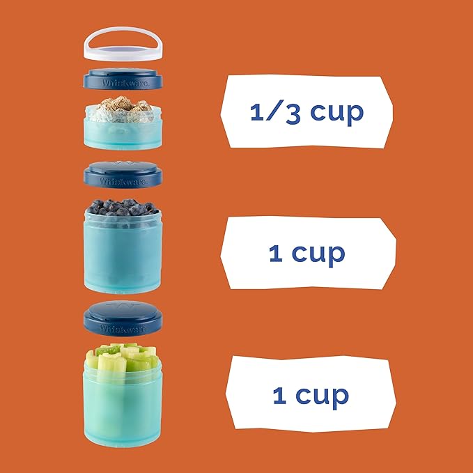 Whiskware Star Wars Stackable Snack Containers for Kids and Toddlers, 3 Stackable Snack Cups for School and Travel, The Child Naps & Snacks - Green/Orange/Grey