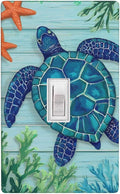 Sea Turtle Starfish 1-Gang Toggle Light Switch Plate, Ocean Marine Wall Plate for Bathroom, Beach House & Coastal Home