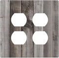 Outlet Covers Vintage Brown Gray Wood Texture 2 Gang Double Duplex Decorative Light Switch Covers Electrical Wallplates Socket Faceplate For Farmhouse Cabin Decor