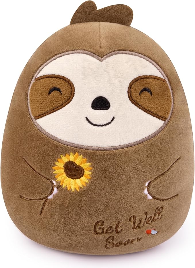 Get Well Gifts Sloth Stuffed Animal, 8 Inch Sloth Plush Get Well Soon Gifts for Women Kids, Cute Plushie Huggable Plush Pillow Feel Better Broken Arm Gift