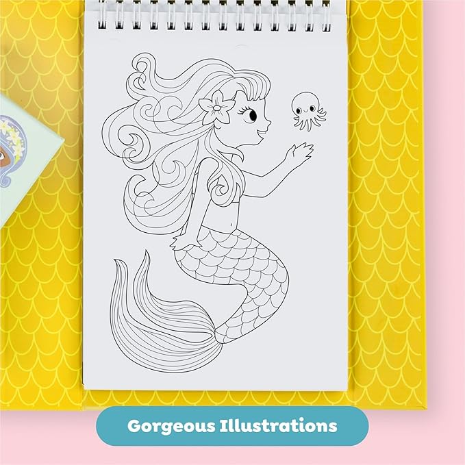 Tiger Tribe Coloring Set - Mermaids, Activity Set for Kids, incl. Stickers & Markers Portable Storage Box, Perfect for Travel, Great Gift