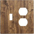 Rustic Brown Wood Distressed Wood Print Wallplates 1 Toggle 1 Duplex Switch Plate Electrical GFCI Faceplate Decorative Light Switch Covers for Farmhouse Home Decor