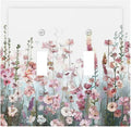 Colorful Flowers Pink Floral Watercolor Plant Decorative Switch Plates 2 Gang Double Toggle Outlet Light Switch Cover Wall Plate Electrical Faceplate for Bed Room Living Room Decor