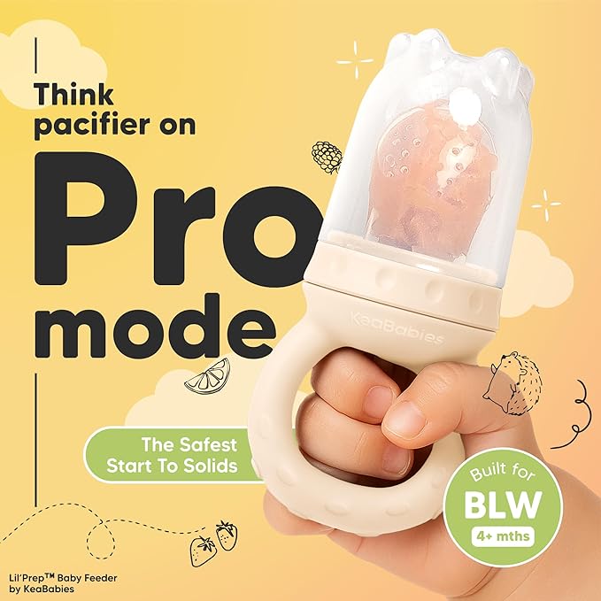 KeaBabies Baby Fruit Feeder 2pk - Silicone Baby Food Feeder for Babies 6-12 Months, Breast Milk Popsicle Teether, Weaning, Pacifier, Freeze Frozen Solid Food, Infant Feeding Essential (Roseate)
