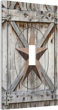 Rustic Western Texas Star Barn Door 1 Gang Light Switch Cover Decorative Single Toggle Wall Plate Switchcovers Electrical Switchplate Home Decor for Farmhouse Living Room Bedroom Bathroom Decorate