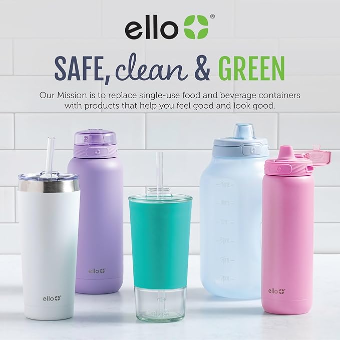 Ello Oasis 18oz Stainless Steel Kids Tumbler with Handle & Retracting Straw, 100% Leakproof, Double-Wall Vacuum Insulated, Kids Water Bottle for School, BPA Free, Dishwasher Safe, Avocado