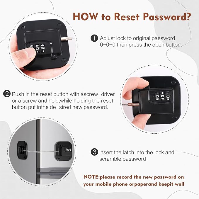 Refrigerator Lock, Combination Lock for Refrigerator Cabinets, Drawers, Heavy Duty Fridge Lock, Easy Install No Keys Needed, Black (Black-3Pack)