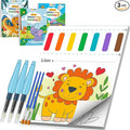 TECJOE 3 Pack Paint with Water Coloring Books for Toddlers, Mess Free Watercolor Painting Set with 6 Brushes, Travel Art Craft Toys Birthday Gifts for Kids Ages 3-8, Traffic, Forest & Dinosaur