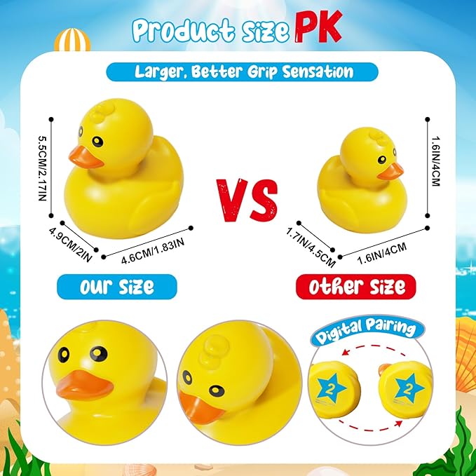 Duck Matching Bath Toys for Kids - 20 Plastic Ducks with Storage Bag | Fun Memory Games-Float Mini Duck Baby Bath Ducky Shower Toys-Water Outdoor Game for Children,Preschoolers,Birthday Party Carnival
