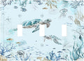 Decorative Switch Plates Teal Blue Ocean Sea Turtle Seabed Plants 3 Gang Wall Plate Faceplate Triple Toggle Light Switch Cover Electrical Wall Panels for Bathroom Kids room Decor