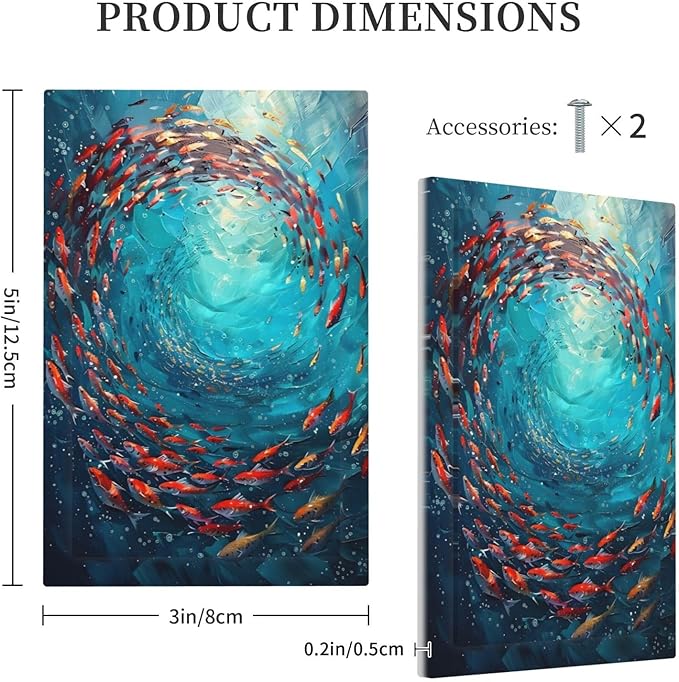 Ocean Fish School Of Fish Vortex Deep Sea Light Switch Cover Plate 1 Gang No Device Blank Electrical Wall Plates Faceplate Decorative Switch Plate Covers for Kids Room Bedroom Decor
