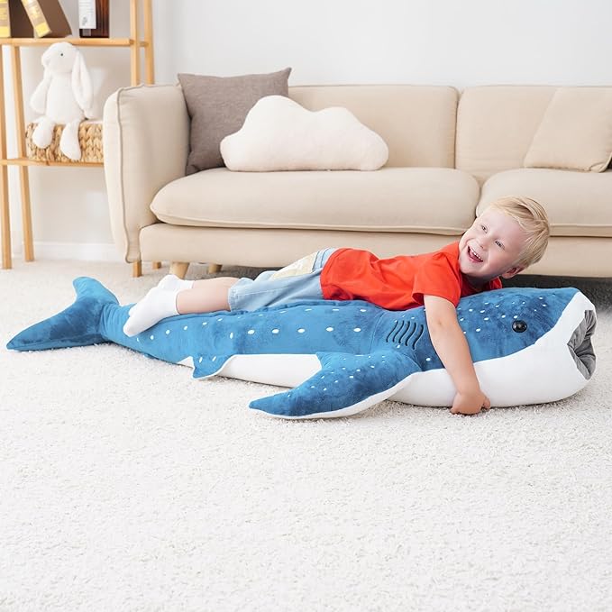 Mukouxun Giant Whale Shark Plush Pillow Toy - Realistic Big Stuffed Animal