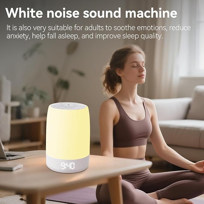 Teen Sound Machine White Noise Machine with 32 Soothing Sounds, Bluetooth Speaker Alarm Clocks for Bedrooms with Wake up Light, Night Light for Kids, Gifts for Teenage Girls Boys Women