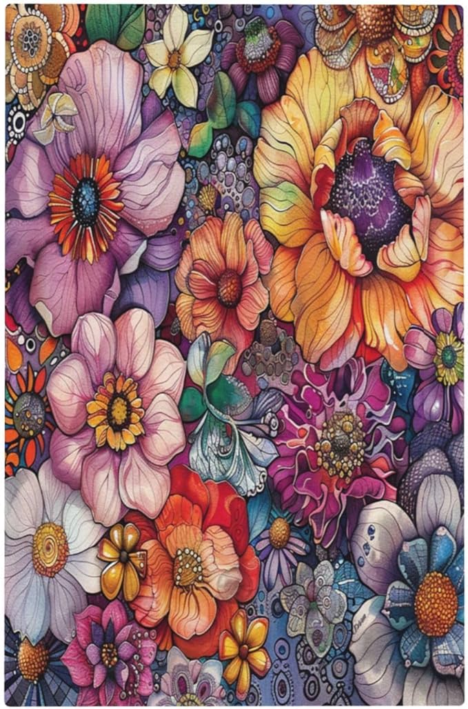 Light Switch Cover Plate Colorful Bohemian Flowers Vintage Boho Floral 1 Gang No Device Blank Electrical Wall Plates Faceplate Decorative Switch Plate for Bed Room living Room Decor
