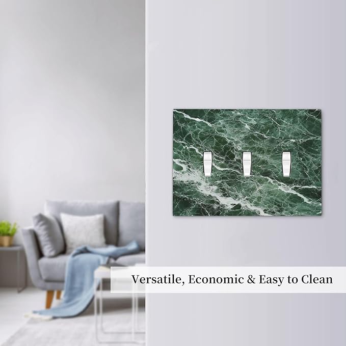 Decorative Switch Plates Forest Marble Dark Green With White Vein 3 Gang Wall Plate Triple Toggle Light Switch Cover Faceplate Electrical Wall Panels For Bathroom Kitchen Decor