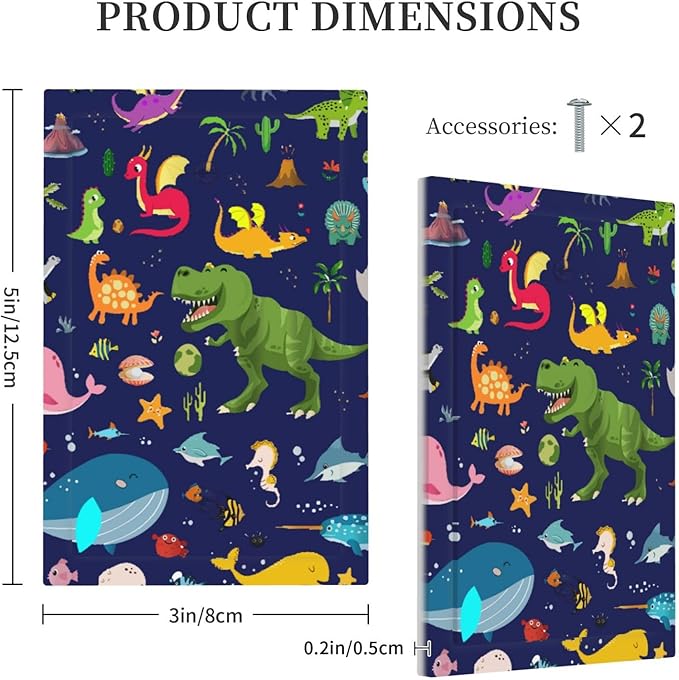 Cartoon Funny Cool Dinosaur Decorative 1 Gang No Device Blank Wall Plate Oversize Ocean Dolphin Animal Boys Kid Electric Unused Receptacle Decorator/Gfci Light Outlets/Switches Face Plate Cover