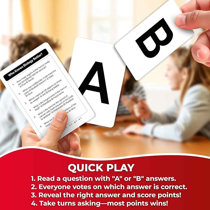 Board Games for Kids 8-12 – Family Card Games for Kids and Adults – Biology Trivia Cards for Family Game Night – Who Knows Biology Better – 500+ Questions – Fun Card Game for Families and Teens