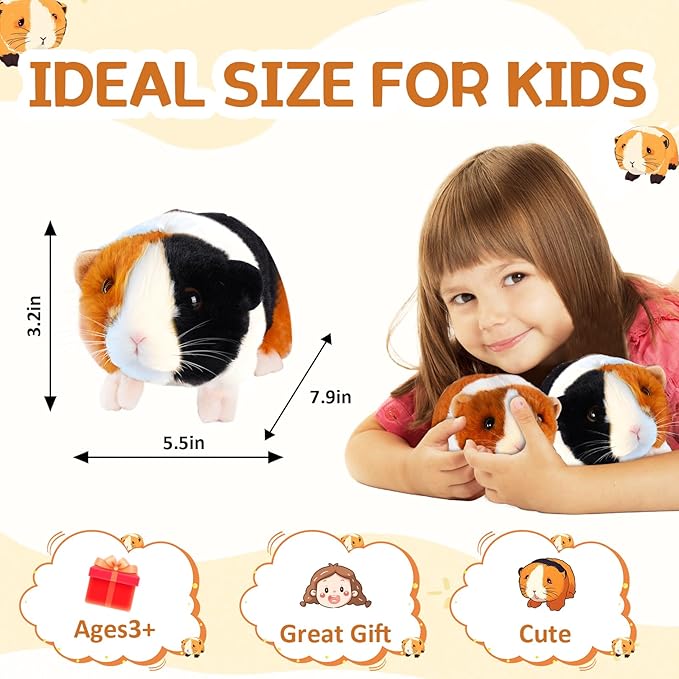 Guinea Pig Stuffed Animal, Cute Guinea Pig Plush for Kids, Realistic Stuffed Animals Small Live Animals Toys for Boys Girls Children's Christmas Birthday Gifts(Multicolor)