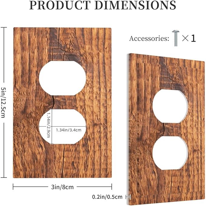 Brown Wood Grain Rustic Natural Burl Print Outlet Covers 1 Gang Duplex Light Switch Cover Decorative Switch Plates Electrical Receptacle Faceplate Wall Plate for Farmhouse Home Decor
