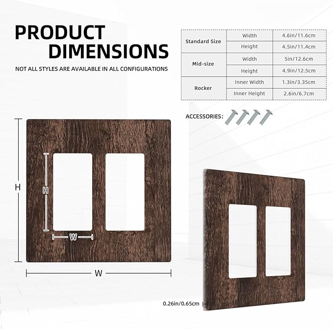 Outlet Covers Rustic Brown Wood Plank Retro Wooden Board 2 Gang Double Rocker Light Switch Cover Plate Decorative Wall Plate GFCI Socket Cover Electrical Switch Plate Covers for Farmhouse Home