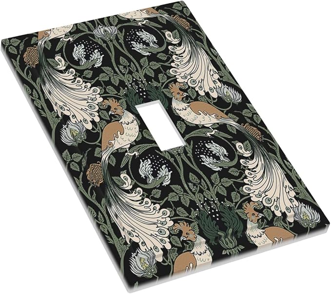 Decorative Light Switch Cover William Morris Vintage Floral Plants And Birds 1 Gang Single Toggle Decorator Outlet Wall Plate Device Electrical Faceplate Switchplates for Bedroom Home Decor