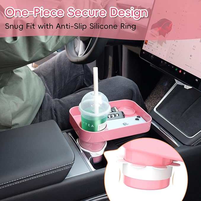 Kids Car Seat Tray, Travel Tray with Cup Holder for Toddler Baby, Kids Car Seat Food Snack Organizer for Road Trip, Stroller Snack Organizer Travel Must Haves Toddler Must Haves (Blue+Pink, 2 Packs)