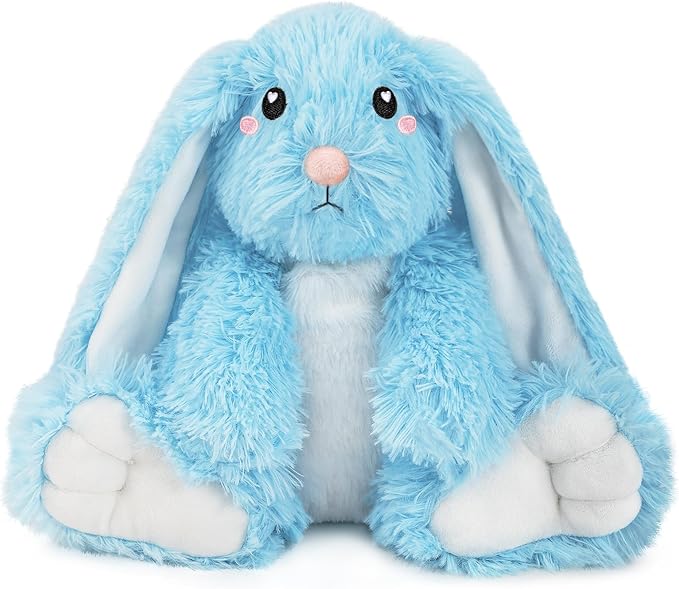 Bunny Microwavable Stuffed Animal – 1.5 lb Unscented Heating Pad Plush, Soft Cozy Bunny Toy for Relaxation and Comfort, Gift for Women, Girls, Adults & Kids by Happy Fuel, Blue