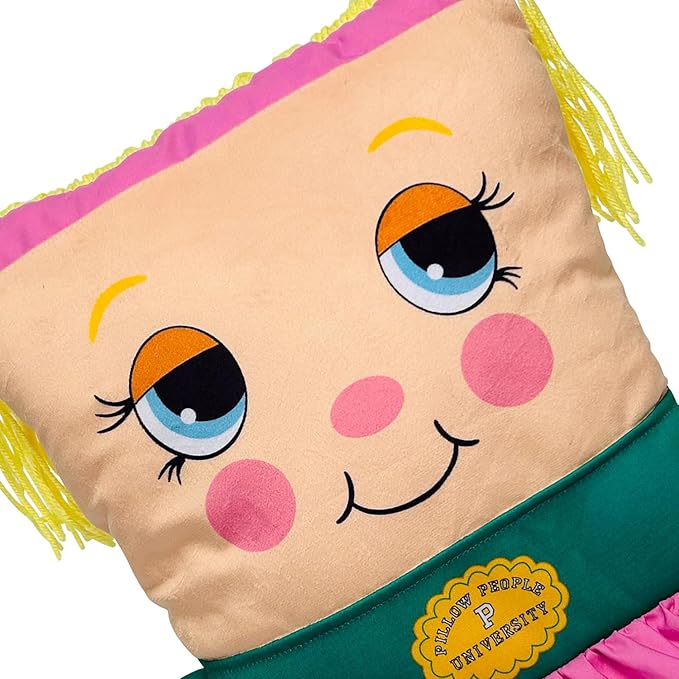 Jill College Plush - 2-in-1 Toy & Pillow, 80's Nostalgic Plush Pal Reimagined, Stuffed Rectangular Character, Cozy Nap & Play Design