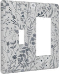 Boho Wild Flowers Farm Floral 2 Gang Single Toggle Rocker Combination Light Switch Cover Decorative Wall Plate Cover Electrical Faceplate Switchplate GFCI for Bathroom Bedroom Home Kitchen Decorate
