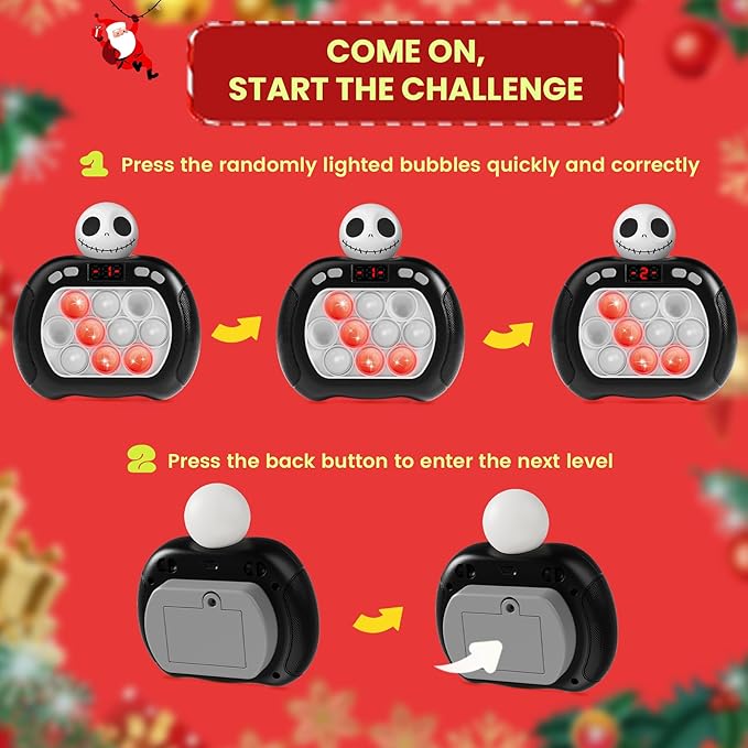 Nightmare Be Christmas Fast Push Game Fidget Console Toys,Christmas Pop Fidget Toy for Kids,Light Up Sensory Toy for Boys Grils Teens Age 3-12,Stocking Stuffers Goodie Bag Party Favors Birthday Gifts
