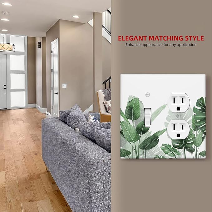 Wallplates Boho Tropical Plant Natural Palm Leaf 1 Toggle 1 Duplex Switch Plate Electrical Gfci Faceplate Decorative Light Switch Covers For Bed Room Living Room Decor
