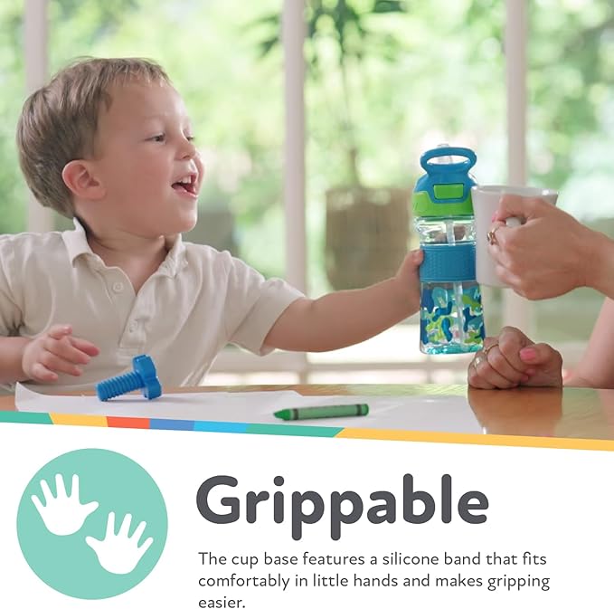 Nuby Thirsty Kids Flip-It No-Spill Toddler Sippy Cup with Soft Spout - 12 oz - 18+ Months - Aqua Camo - Back to School Essentials