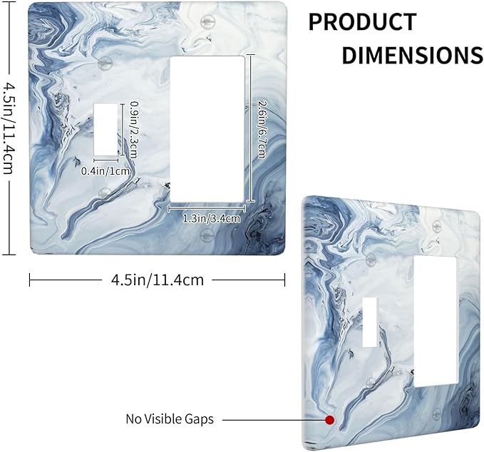 Outlet Covers Blue Marble Pattern 1 Toggle 1 Rocker Combination Decorative Wall Plate Light Switch Cover Plate Electrical Switch Plates for Bedroom living Room Decor