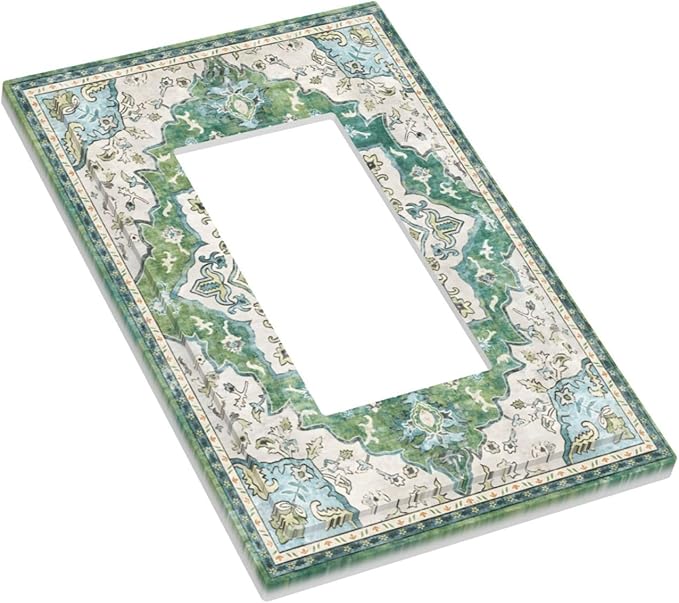 Sage Green Boho Vintage Floral Decorative Outlet Covers 1 Gang Single Rocker Light Switch Cover Plate Wall Plates GFCI Faceplate for Bedroom Living Room Decor