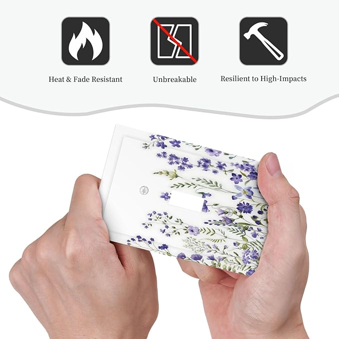 Lavender Wildflowers Purple Flowers Plant Floral Decorative Light Switch Cover 1 Gang Single Toggle Device Electrical Faceplate Switchplates Decorator Outlet Wall Plate for Bedroom Living Room Decor