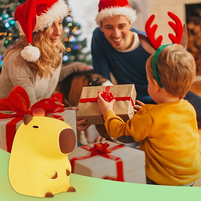 Attivolife Capybara Night Light, Cute Animal Silicone Nightlight with Dimmable & Timer, Portable Rechargeable LED Touch Lamp, Bedroom Table Decor Birthday Present for Boy Girl