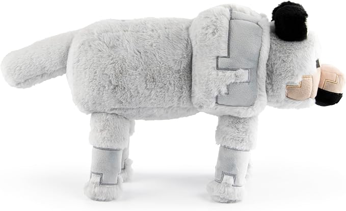 Jay Franco Minecraft Plush Pillow Buddy - Soft Plushie Stuffed Pillow, 19 Inches, Gray - Wolf