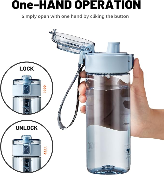 TKK Sports Water Bottle, 17oz Tritan Kid Jug with Leak Proof Lid & Handle Strap & Built-In Infuser - BPA-Free, Easy-Clean Design for Gym, Office & Outdoor Travel, Blue