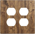 Rustic Brown Wood Distressed Wood Print Outlet Covers 2 Gang Double Duplex Decorative Light Switch Covers Electrical Wallplates Socket Faceplate for Farmhouse Home Decor