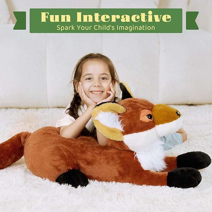 BENINY Giant Fox Stuffed Animal 30", Large Stuffed Foxes Plush Toy, Fluffy Toy Birthday Gifts Throw Pillow for Kids - Sweet Companion
