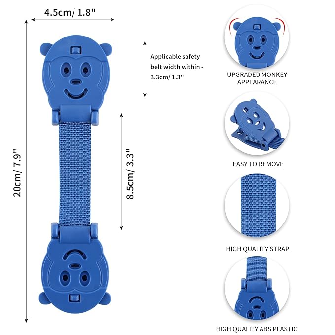 Anti Escape Strap, Baby Harness Chest Clip Safety Clip, Prevent Children/Kids Taking Their Arms Out of Child High Chairs/Strollers/Baby Reins, Blue(2 Pack)